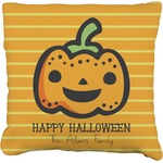 Halloween Pumpkin Faux-Linen Throw Pillow (Personalized)