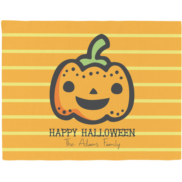 Custom Halloween Pumpkin Woven Fabric Placemat - Twill w/ Name or Text