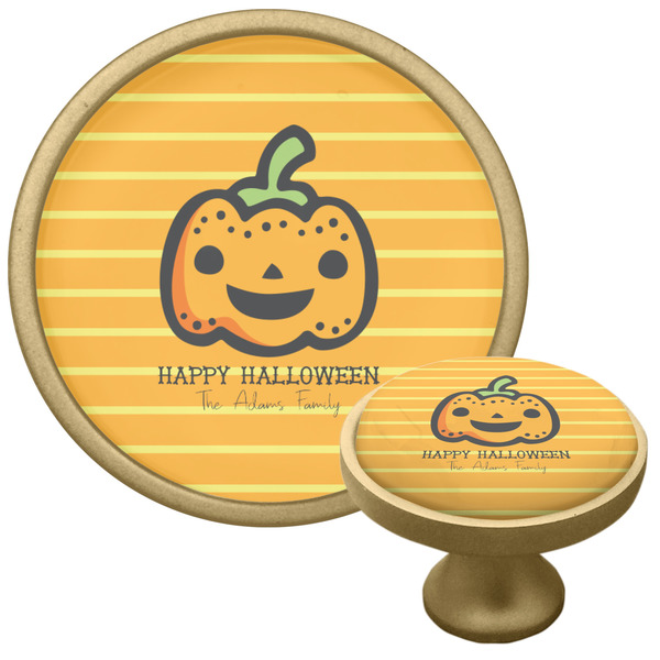 Custom Halloween Pumpkin Cabinet Knob - Gold (Personalized)