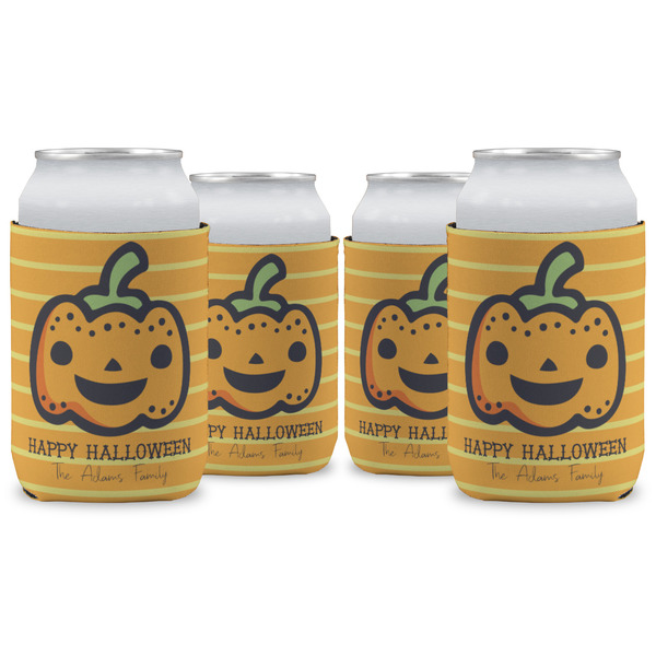 Custom Halloween Pumpkin Can Cooler (12 oz) - Set of 4 w/ Name or Text