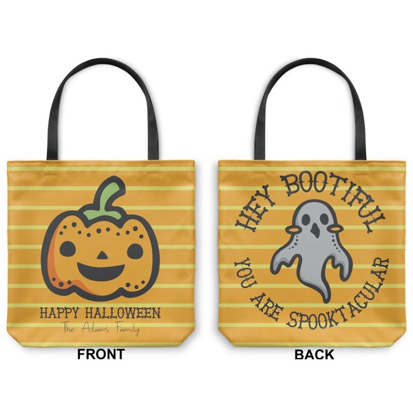 Halloween Pumpkin Canvas Tote - Front and Back