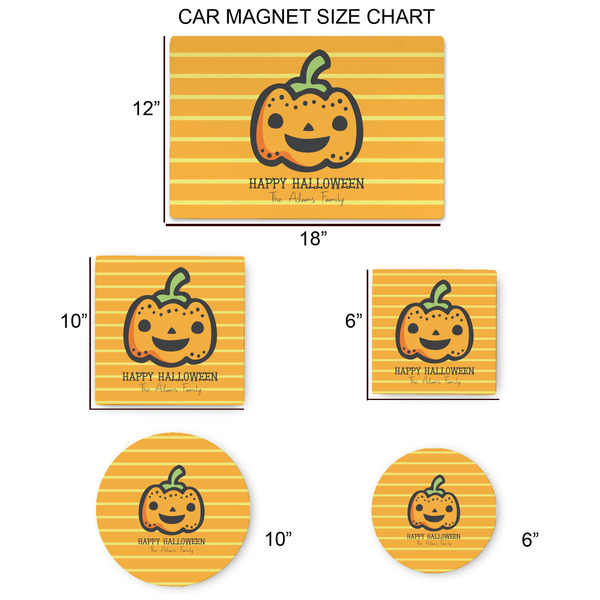 Halloween Pumpkin Car Magnets - SIZE CHART