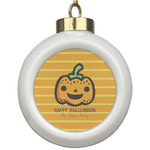 Halloween Pumpkin Ceramic Ball Ornament (Personalized)