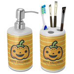 Halloween Pumpkin Ceramic Bathroom Accessories Set (Personalized)