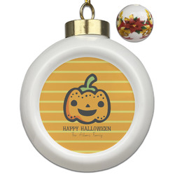 Halloween Pumpkin Ceramic Ball Ornaments - Poinsettia Garland (Personalized)