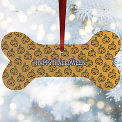 Halloween Pumpkin Ceramic Dog Ornament w/ Name or Text