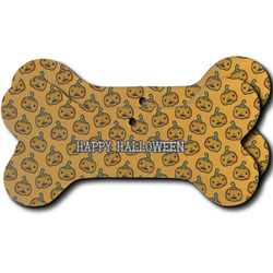 Halloween Pumpkin Ceramic Dog Ornament - Front & Back w/ Name or Text