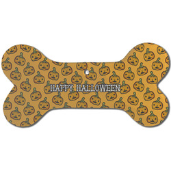Halloween Pumpkin Ceramic Dog Ornament - Front w/ Name or Text