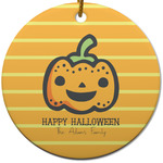 Halloween Pumpkin Round Ceramic Ornament w/ Name or Text