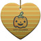 Halloween Pumpkin Ceramic Flat Ornament - Heart (Front)