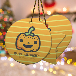 Halloween Pumpkin Ceramic Ornament w/ Name or Text