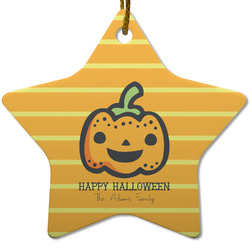 Halloween Pumpkin Star Ceramic Ornament w/ Name or Text