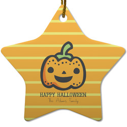Halloween Pumpkin Star Ceramic Ornament w/ Name or Text