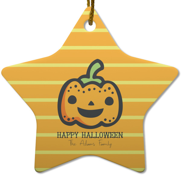 Custom Halloween Pumpkin Star Ceramic Ornament w/ Name or Text