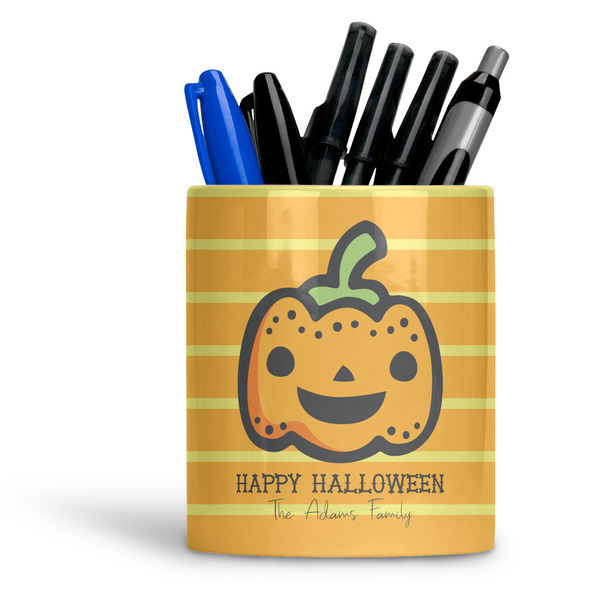 Custom Halloween Pumpkin Ceramic Pen Holder