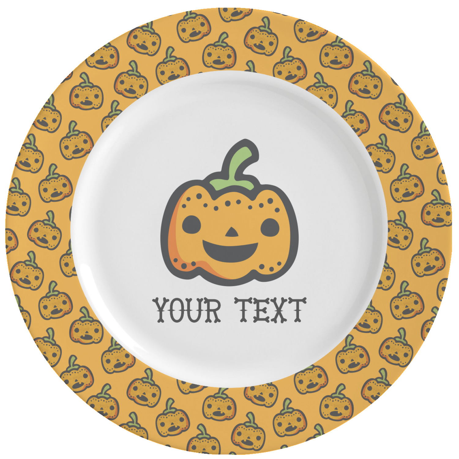Halloween Pumpkin Ceramic Dinner Plates (Set of 4) (Personalized