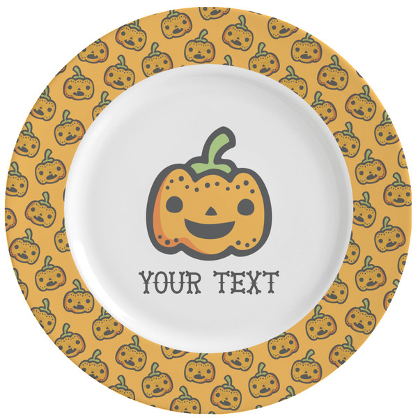 Custom Halloween Pumpkin Ceramic Dinner Plates (Set of 4) (Personalized)