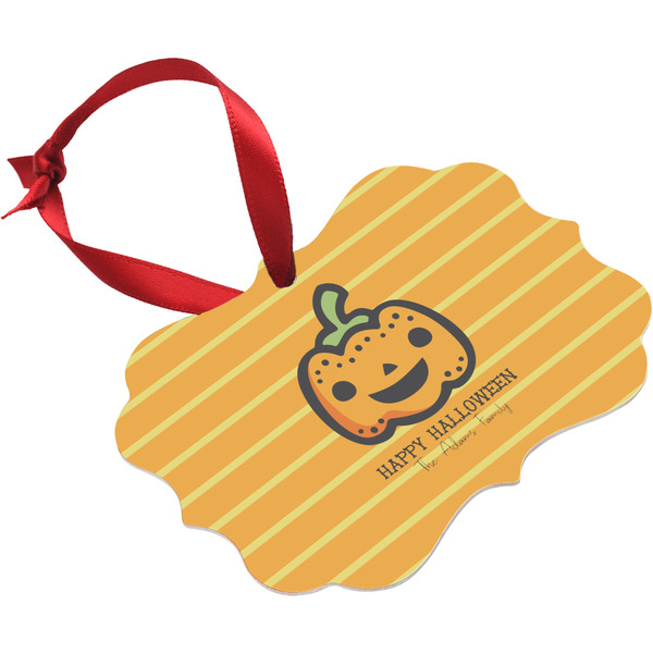 Halloween Pumpkin Christmas Ornament (Angle View)