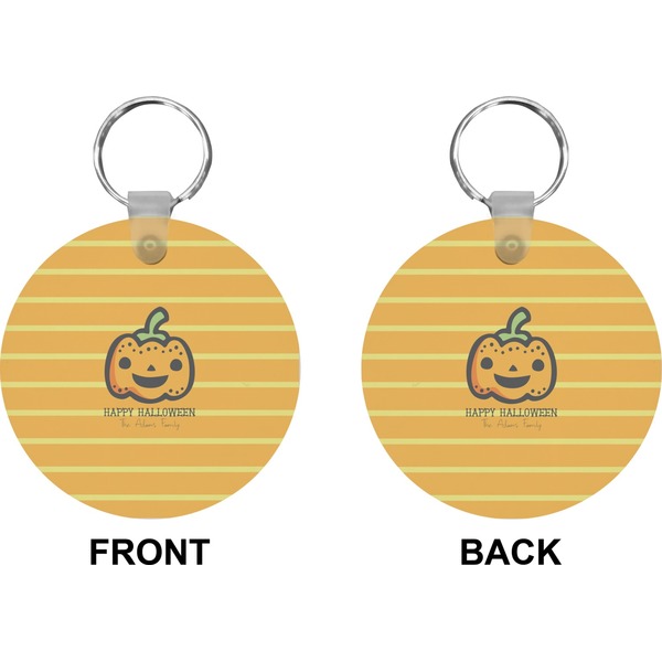 Halloween Pumpkin Circle Keychain (Front + Back)