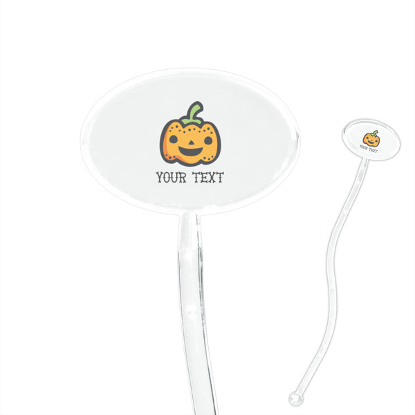 Custom Halloween Pumpkin 7" Oval Plastic Stir Sticks - Clear (Personalized)
