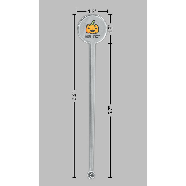 Halloween Pumpkin Clear Plastic 7" Stir Stick - Round - Dimensions