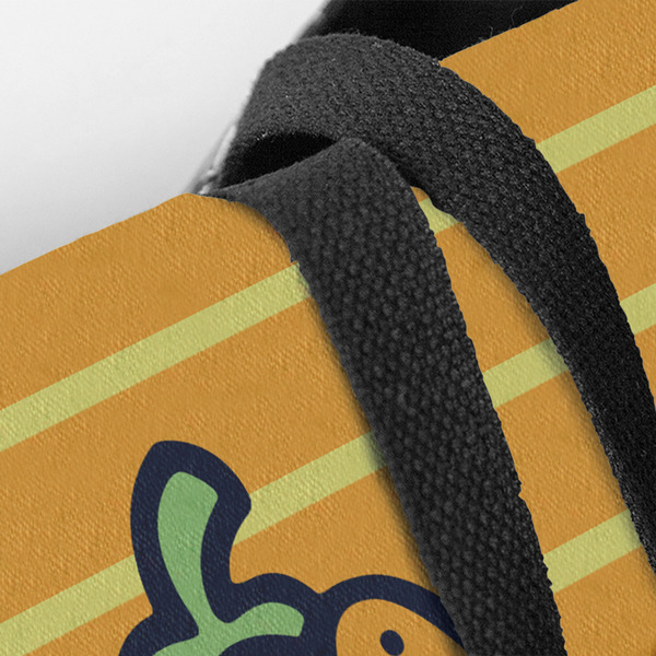 Halloween Pumpkin Closeup of Tote w/Black Handles