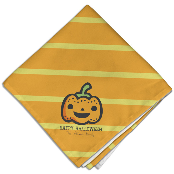 Halloween Pumpkin Cloth Napkins - Personalized Dinner (Folded Four Corners)