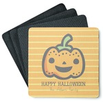 Halloween Pumpkin Square Rubber Backed Coasters - Set of 4 (Personalized)