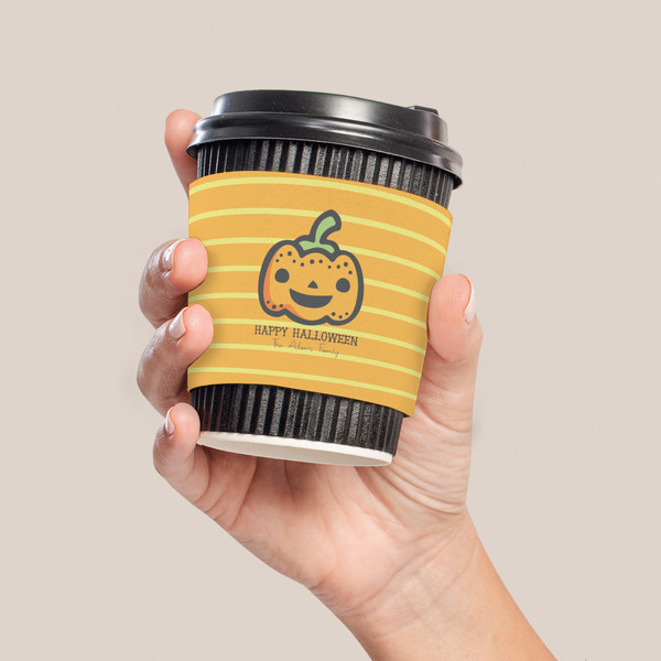 Halloween Pumpkin Coffee Cup Sleeve - LIFESTYLE