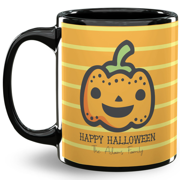 Custom Halloween Pumpkin 11 Oz Coffee Mug - Black (Personalized)
