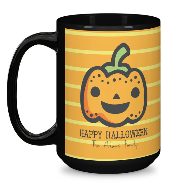 Halloween Pumpkin Coffee Mug - 15 oz - Black