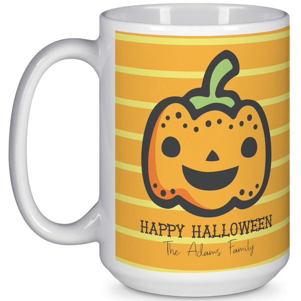 Custom Halloween Pumpkin 15 Oz Coffee Mug - White (Personalized)