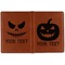 Halloween Pumpkin Cognac Leather Passport Holder Outside Double Sided - Apvl