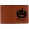 Halloween Pumpkin Cognac Leather Passport Holder Outside Single Sided - Apvl