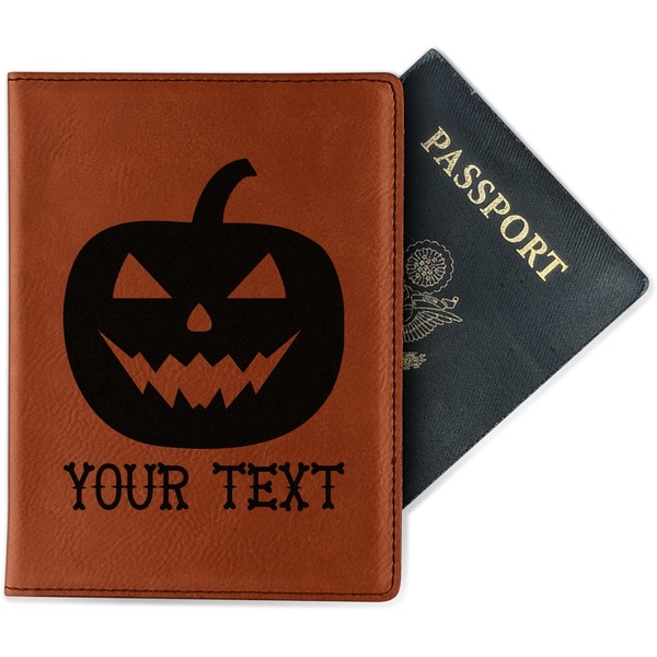Custom Halloween Pumpkin Passport Holder - Faux Leather - Double Sided (Personalized)