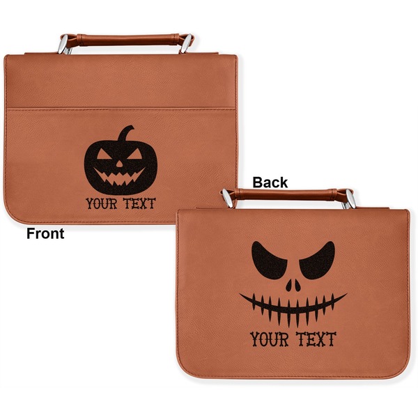 Halloween Pumpkin Cognac Leatherette Bible Covers - Large Double Sided Apvl