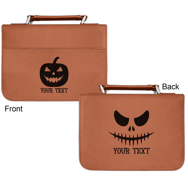 Halloween Pumpkin Cognac Leatherette Bible Covers - Small Double Sided Apvl