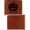 Halloween Pumpkin Cognac Leatherette Bifold Wallets - Front and Back Single Sided - Apvl