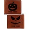 Halloween Pumpkin Cognac Leatherette Bifold Wallets - Front and Back