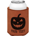 Halloween Pumpkin Leatherette Can Sleeve - Double Sided (Personalized)
