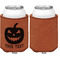 Halloween Pumpkin Cognac Leatherette Can Sleeve - Single Sided Front and Back