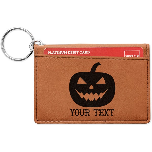 Custom Halloween Pumpkin Leatherette Keychain ID Holder (Personalized)