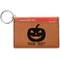 Halloween Pumpkin Cognac Leatherette Keychain ID Holders - Front Credit Card