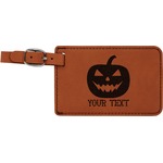Halloween Pumpkin Leatherette Luggage Tag (Personalized)
