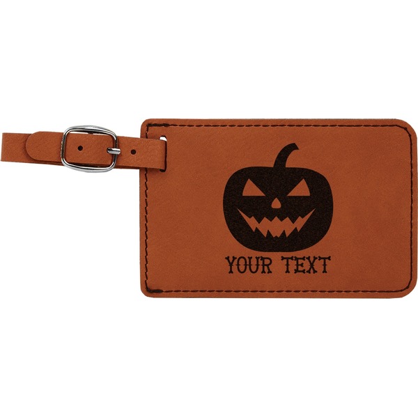 Custom Halloween Pumpkin Leatherette Luggage Tag (Personalized)