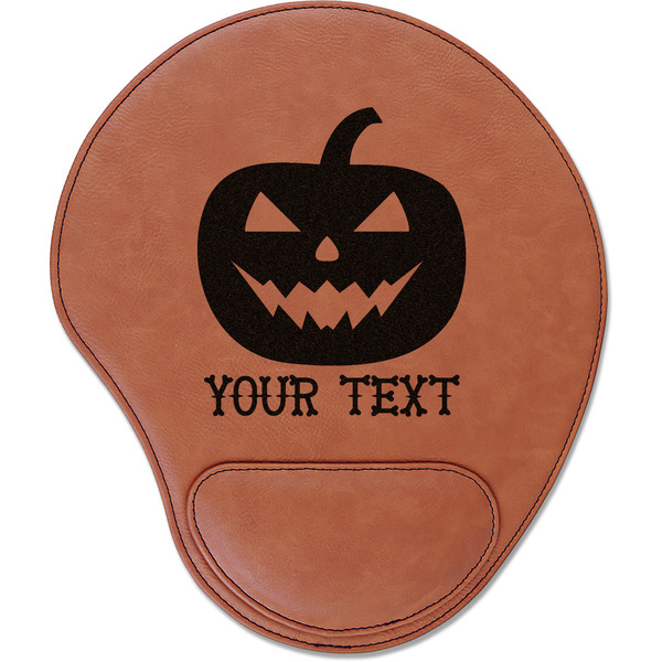 Custom Halloween Pumpkin Leatherette Mouse Pad with Wrist Support (Personalized)