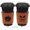 Halloween Pumpkin Cognac Leatherette Mug Sleeve - Double Sided Apvl