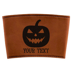 Halloween Pumpkin Leatherette Cup Sleeve (Personalized)