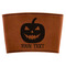 Halloween Pumpkin Cognac Leatherette Mug Sleeve - Flat