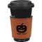 Halloween Pumpkin Cognac Leatherette Mug Sleeve - Front